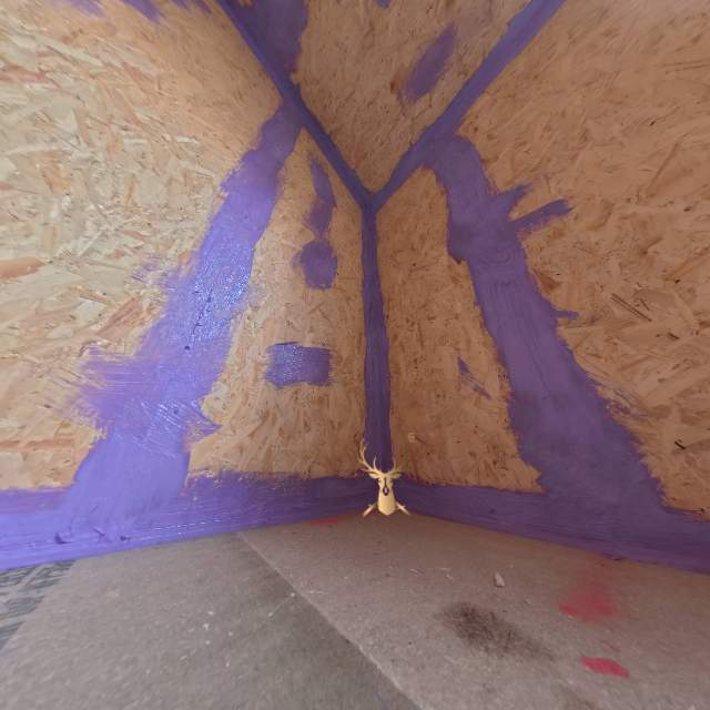 Airtightness preparation — brush-applied joint sealing before spray — 360 degree site image